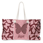 Polka Dot Butterfly Large Tote Bag with Rope Handles (Personalized)