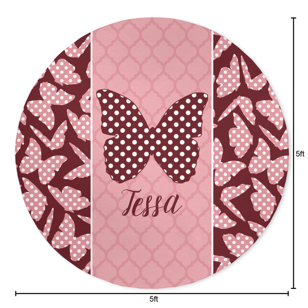 Polka Dot Butterfly Round Area Rug - Size