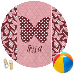 Polka Dot Butterfly Round Beach Towel (Personalized)