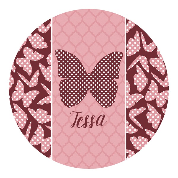 Custom Polka Dot Butterfly Round Decal - Small (Personalized)