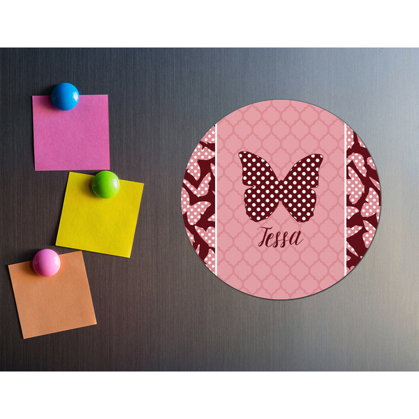 Polka Dot Butterfly Round Fridge Magnet - LIFESTYLE