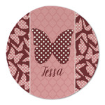 Polka Dot Butterfly Round Linen Placemat (Personalized)