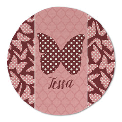 Polka Dot Butterfly Round Linen Placemat (Personalized)