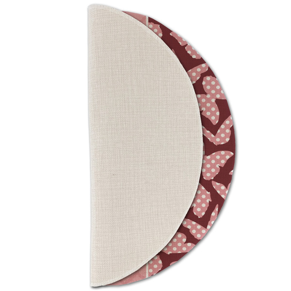 Polka Dot Butterfly Round Linen Placemats - HALF FOLDED (single sided)