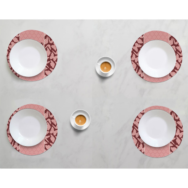 Polka Dot Butterfly Round Linen Placemats - LIFESTYLE (set of 4)