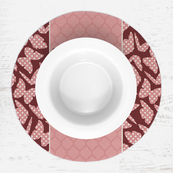 Polka Dot Butterfly Round Linen Placemats - LIFESTYLE (single)