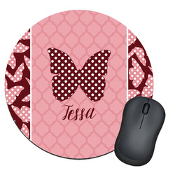 Polka Dot Butterfly Round Mouse Pad (Personalized)