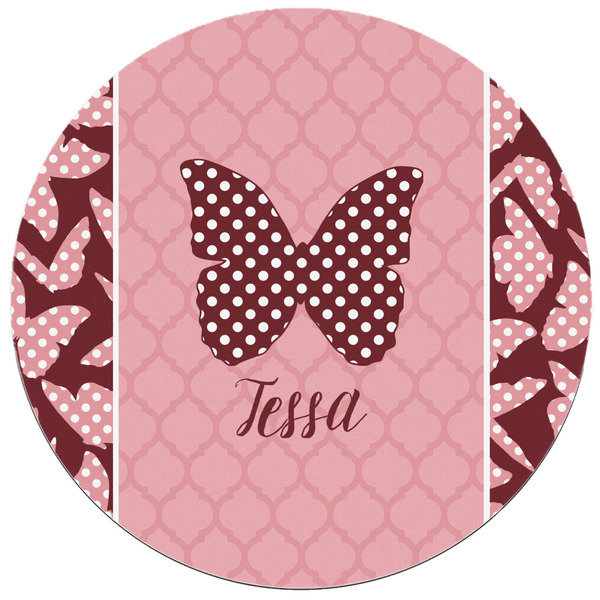 Polka Dot Butterfly Round Mousepad - APPROVAL