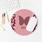 Polka Dot Butterfly Round Mousepad - LIFESTYLE 2