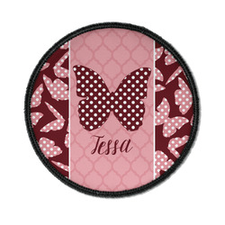 Polka Dot Butterfly Iron On Round Patch w/ Name or Text