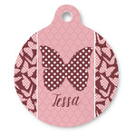 Polka Dot Butterfly Round Pet ID Tag (Personalized)