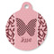Polka Dot Butterfly Round Pet ID Tag - Large - Front