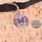 Polka Dot Butterfly Round Pet ID Tag - Large - In Context