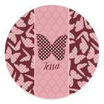 Polka Dot Butterfly Round Stone Trivet (Personalized)