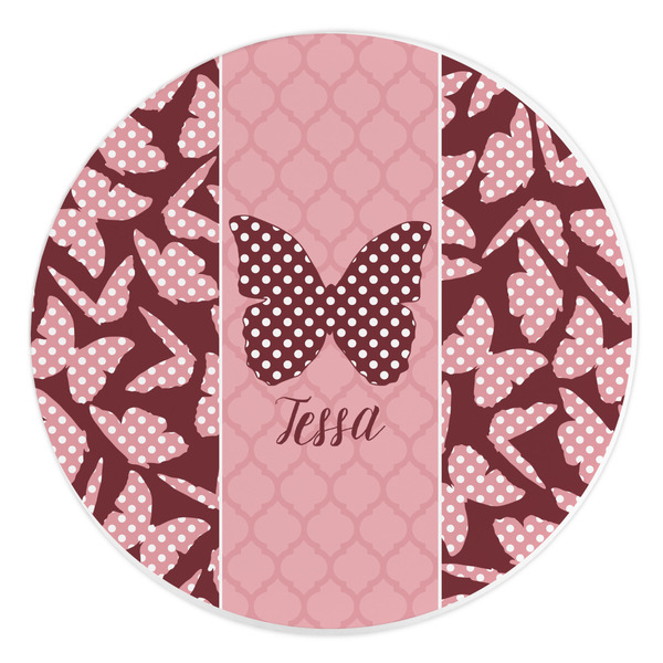 Custom Polka Dot Butterfly Round Stone Trivet (Personalized)