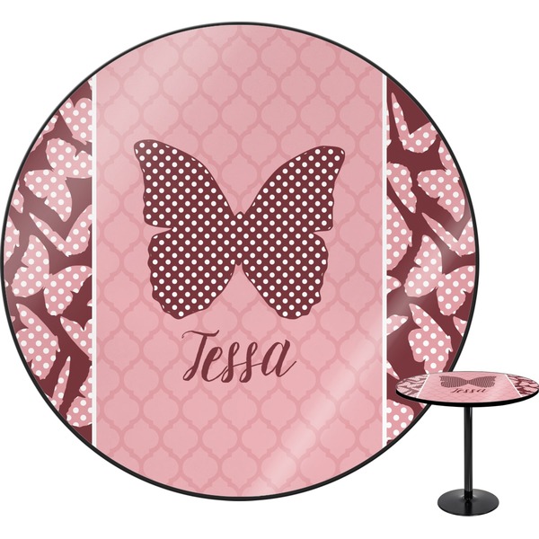 Custom Polka Dot Butterfly Round Table - 24" (Personalized)