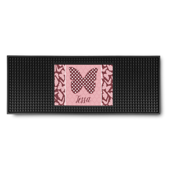Custom Polka Dot Butterfly Rubber Bar Mat (Personalized)