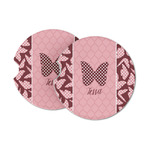 Polka Dot Butterfly Sandstone Car Coasters (Personalized)
