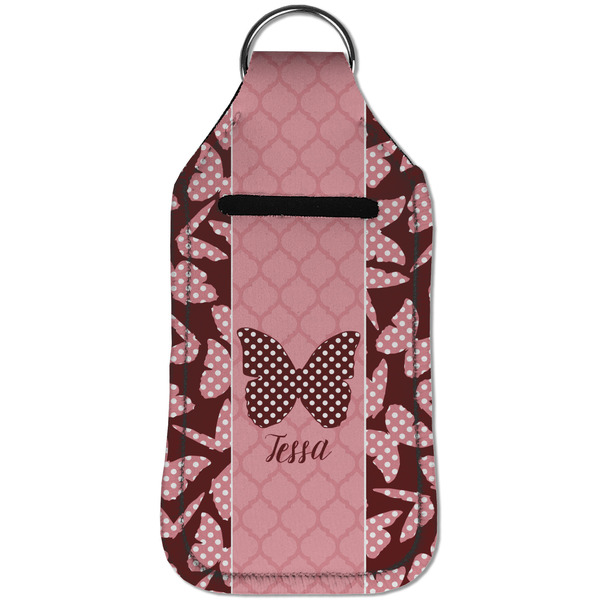 Polka Dot Butterfly Sanitizer Holder Keychain - Large (Front)