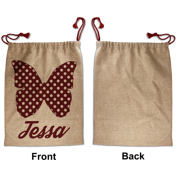 Polka Dot Butterfly Santa Bag - Approval - Front