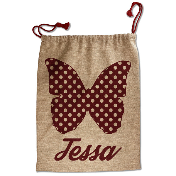 Polka Dot Butterfly Santa Bag - Front