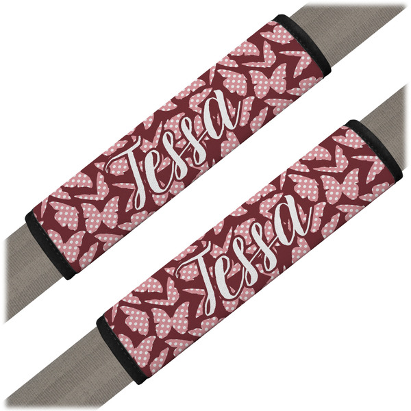 Custom Polka Dot Butterfly Seat Belt Covers (Set of 2) (Personalized)