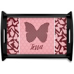 Polka Dot Butterfly Black Wooden Tray - Small (Personalized)