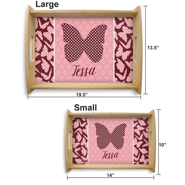 Polka Dot Butterfly Serving Tray Wood Sizes