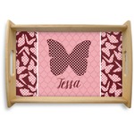 Polka Dot Butterfly Natural Wooden Tray - Small (Personalized)