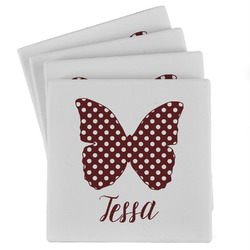 Polka Dot Butterfly Absorbent Stone Coasters - Set of 4 (Personalized)