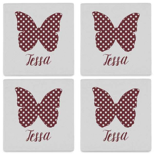 Polka Dot Butterfly Set of 4 Sandstone Coasters - See All 4 View