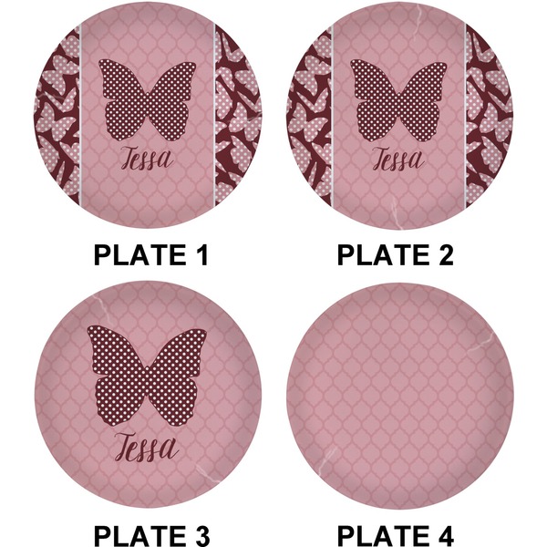 Polka Dot Butterfly Set of Lunch / Dinner Plates (Approval)
