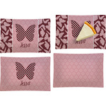 Polka Dot Butterfly Set of 4 Glass Rectangular Appetizer / Dessert Plate (Personalized)