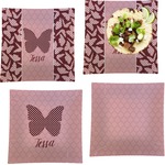 Polka Dot Butterfly Set of 4 Glass Square Lunch / Dinner Plate 9.5" (Personalized)