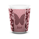 Polka Dot Butterfly Ceramic Shot Glass - 1.5 oz - White - Single (Personalized)