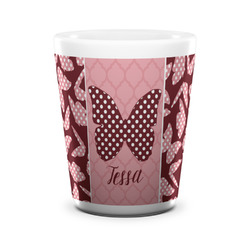 Polka Dot Butterfly Ceramic Shot Glass - 1.5 oz - White - Set of 4 (Personalized)