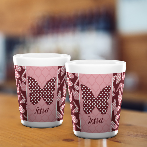 Polka Dot Butterfly Shot Glass - White - LIFESTYLE