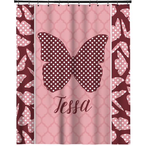 Custom Polka Dot Butterfly Extra Long Shower Curtain - 70"x84" (Personalized)