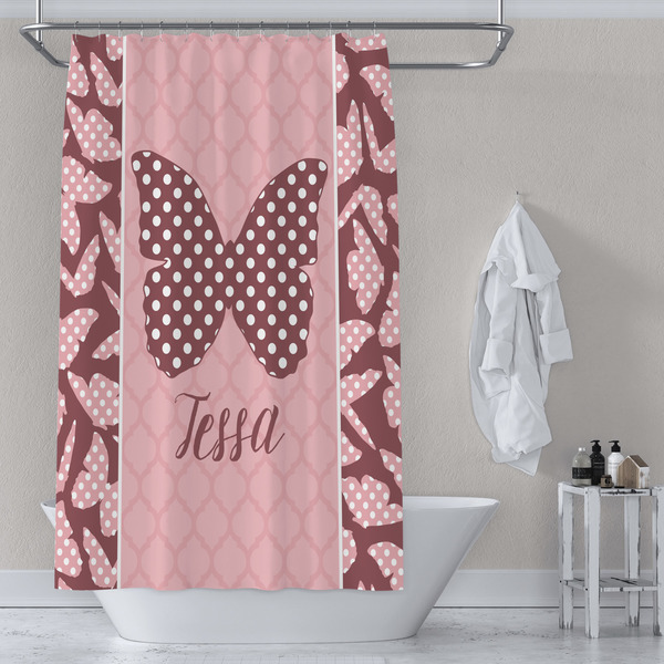 Polka Dot Butterfly Shower Curtain Lifestyle