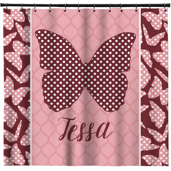 Custom Polka Dot Butterfly Shower Curtain - Custom Size (Personalized)