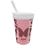 Polka Dot Butterfly Sippy Cup with Straw (Personalized)
