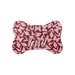 Polka Dot Butterfly Bone Shaped Dog Food Mat (Small) (Personalized)