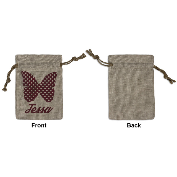 Polka Dot Butterfly Small Burlap Gift Bag - Front Approval