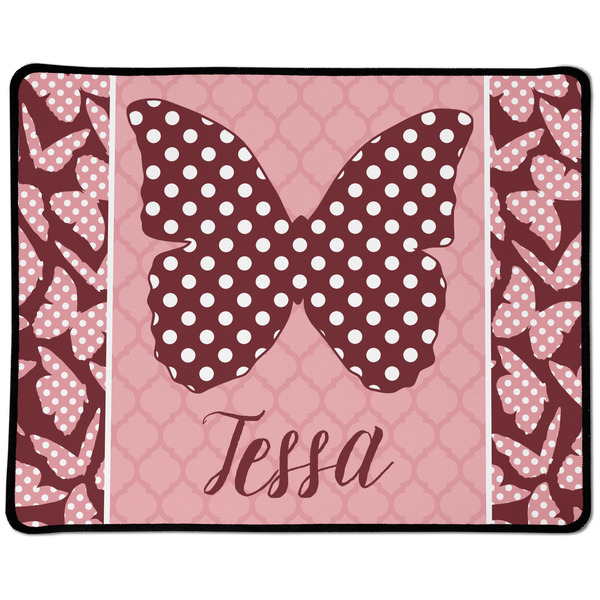 Custom Polka Dot Butterfly Large Gaming Mouse Pad - 12.5" x 10" (Personalized)