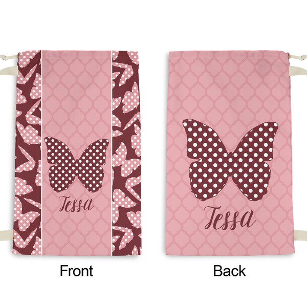 Polka Dot Butterfly Small Laundry Bag - Front & Back View