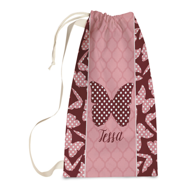 Custom Polka Dot Butterfly Laundry Bags - Small (Personalized)