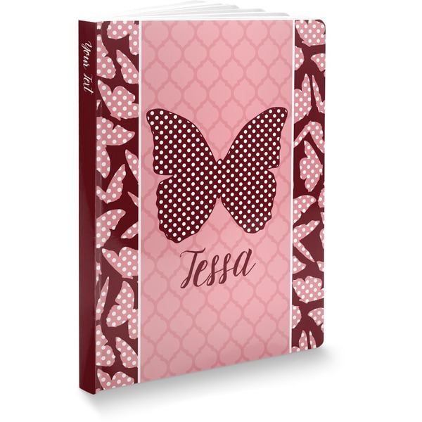 Custom Polka Dot Butterfly Softbound Notebook - 7.25" x 10" (Personalized)