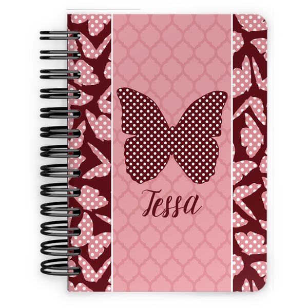 Custom Polka Dot Butterfly Spiral Notebook - 5x7 w/ Name or Text