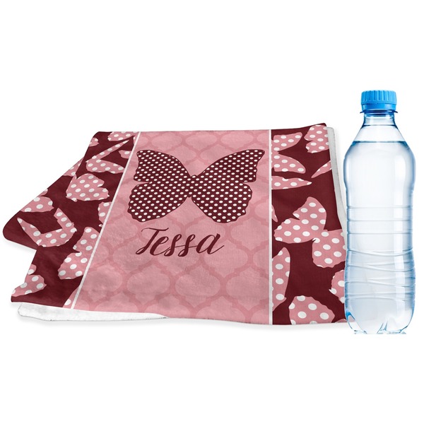 Custom Polka Dot Butterfly Sports & Fitness Towel (Personalized)