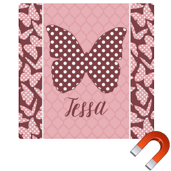 Custom Polka Dot Butterfly Square Car Magnet - 6" (Personalized)